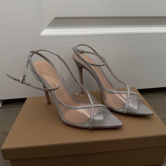 GIANVITO ROSSI Crystelle 105 Embellished Pvc Sandals In Tras+silver - Picture 4 of 8